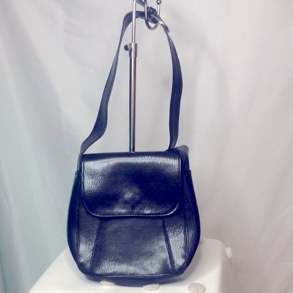 Black leather crossbody. Made in India. - Picture 1 of 13